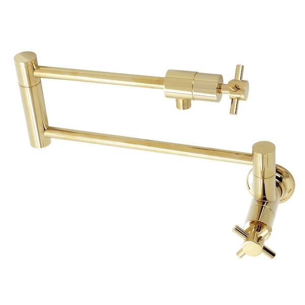 KS4102DX Concord Wall Mount Pot Filler, Polished Brass
